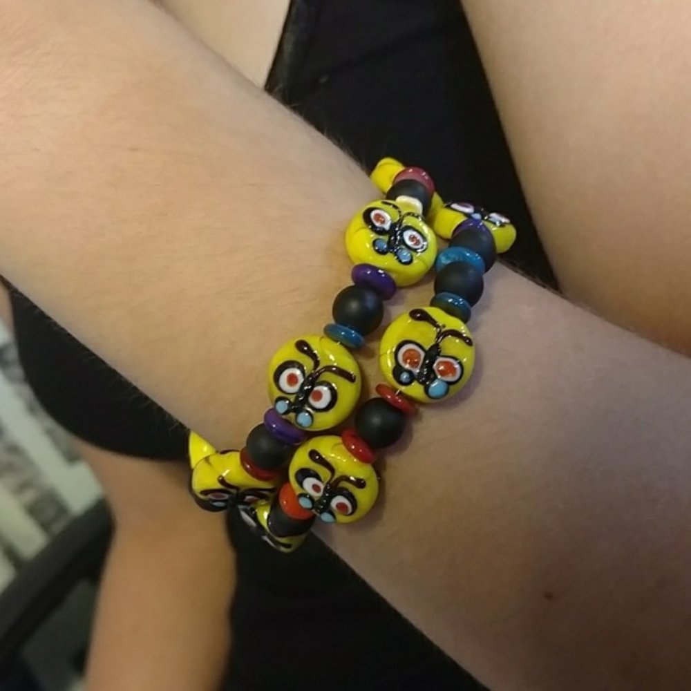 Hand Beaded Butterfly Coil Bracelet